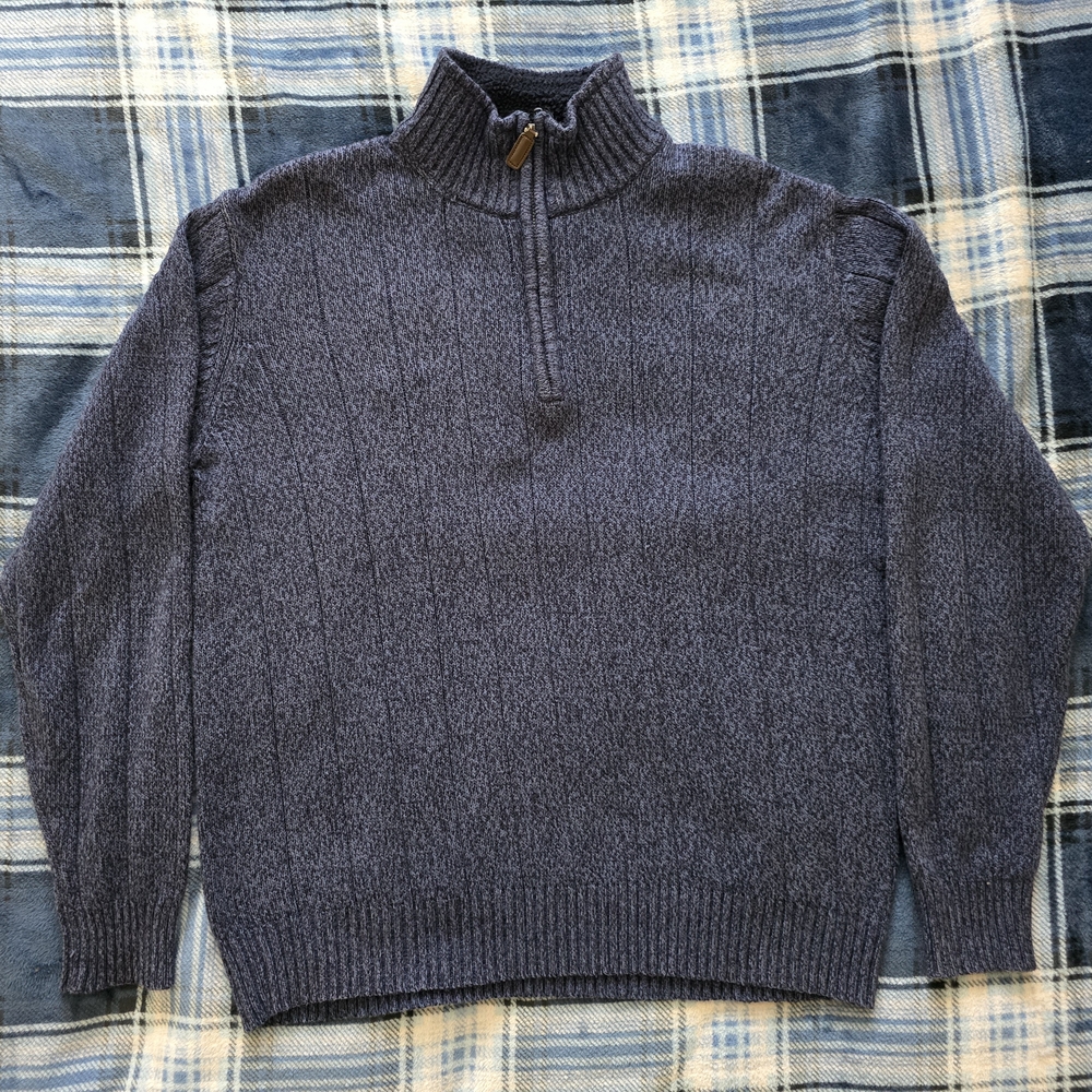 Oscar de la Renta Blue Zip Up Sweater